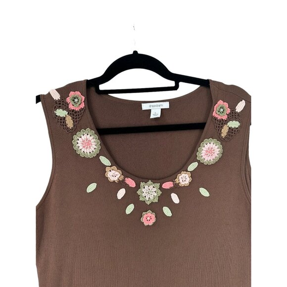 Dress Barn Sleeveless Top Shirt Large Floral Crocheted Grannycore‎ Retro - Picture 3 of 11